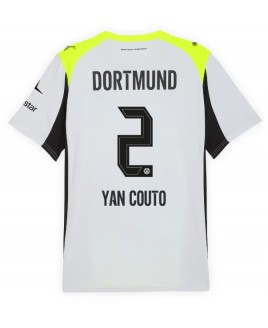 Günstige Borussia Dortmund Yan Couto #2 Auswärtstrikot 2025-26 Kurzarm